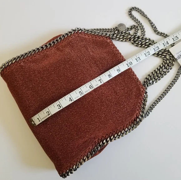 Stella McCartney Lurex Falabella Three Chain Crossbody Bag Rust - Picture 11 of 13
